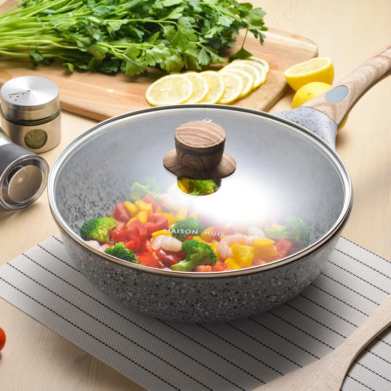 Сковорода Maifan Stone Wok с плоским дном антипригарная сковорода бытовая индукционная