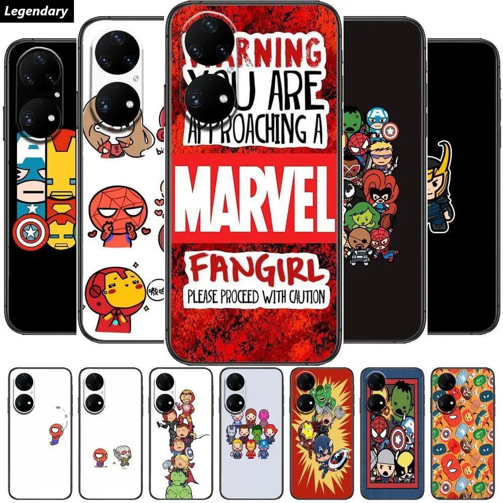 

Marvel Protect girls Phone Case For Huawei p50 P40 p30 P20 10 9 8 Lite E Pro Plus Black Etui Coque Painting Hoesjes comic fas