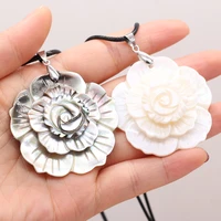 47x47mm natural shell alloy pendant necklace charms flower shape pendant necklace for women jewerly best gift length 555cm