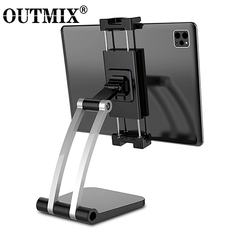 

OUTMIX Tablet Stand Holder Adjustable Folding 360° Swivel Desk Mount Cell Phone Bracket Support 4-12.inch Display Tablets Phones