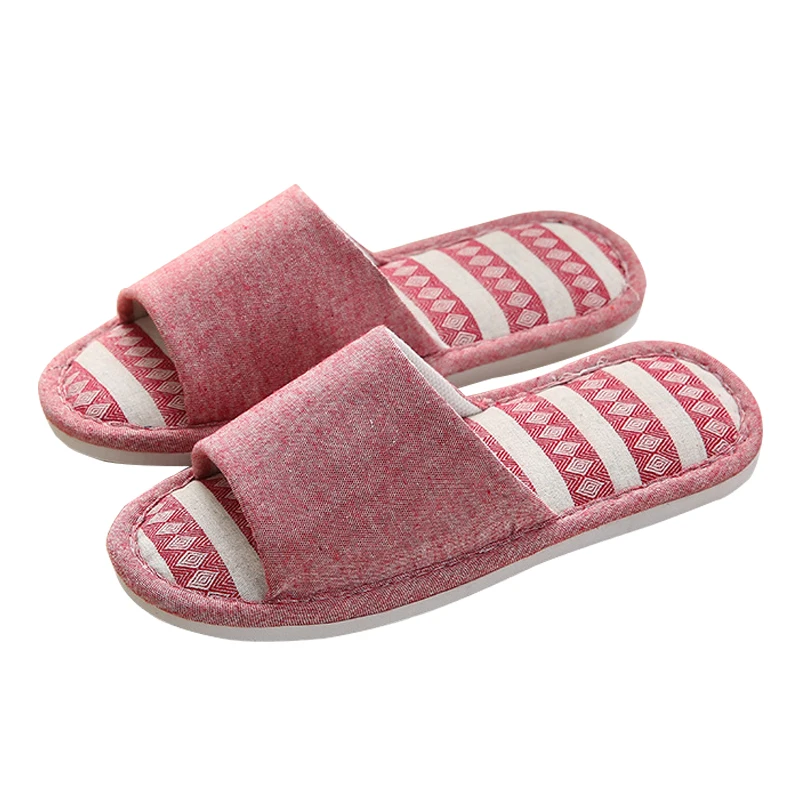 

2021 spring summer home cotton and linen slippers casual non-slip soft platform flat shoes simple apartment silent women's shoes