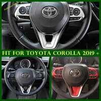 car steering wheel multimedia button frame cover trim fit for toyota corolla 2019 2022 abs red matte carbon fiber look