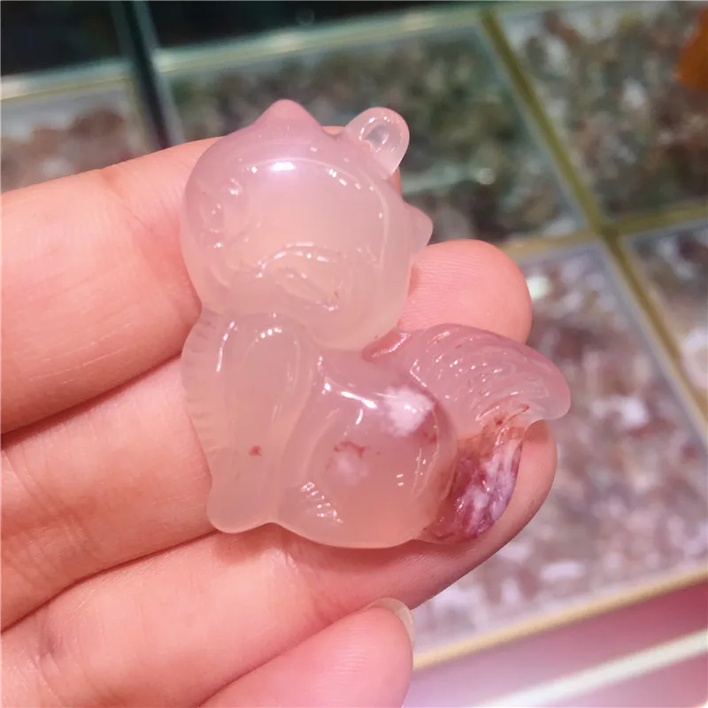 Красивая натуральная вишня цветок Агат милый кулон с лисичкой ожерелье