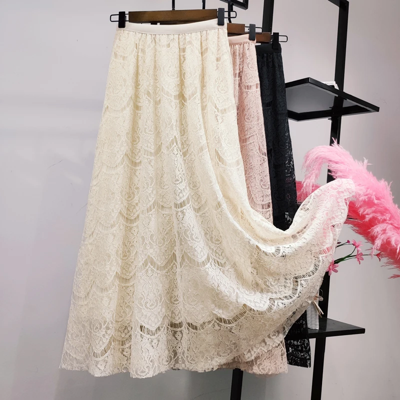 Кружевная юбка миди Cyanlee модная женская летняя Милая элегантная в Корейском