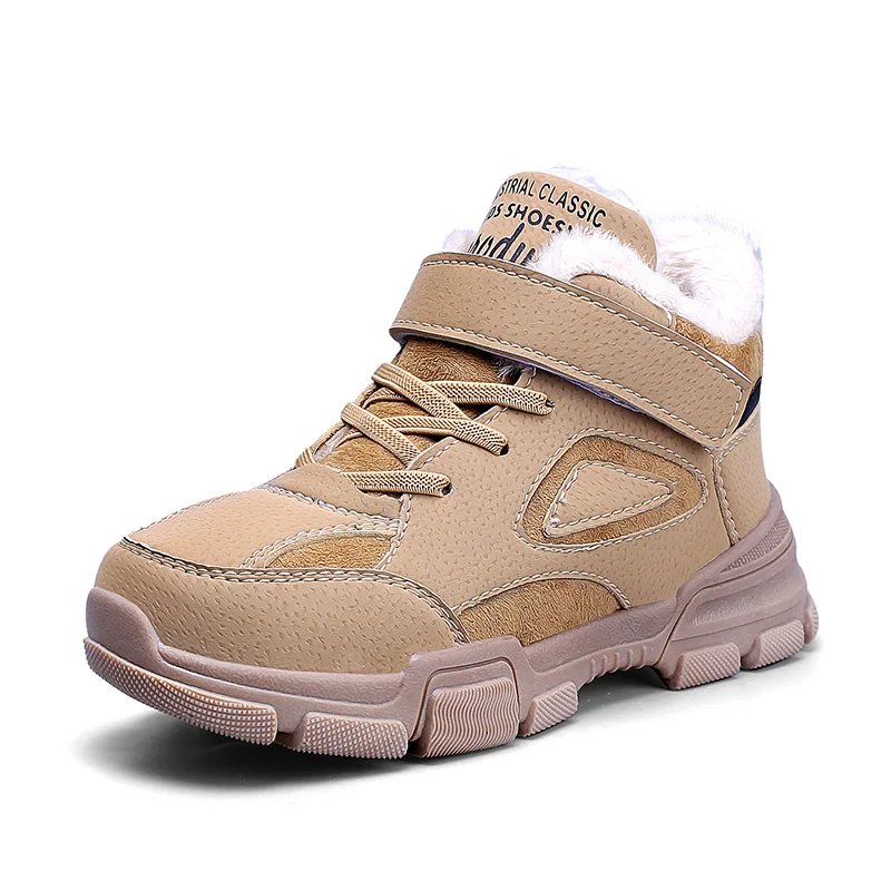 

Boys Plus Velvet Warm Cotton Shoes Classic Solid Color High-Top Boots Comfortable Soft Casual Shoes Autumn And Winter