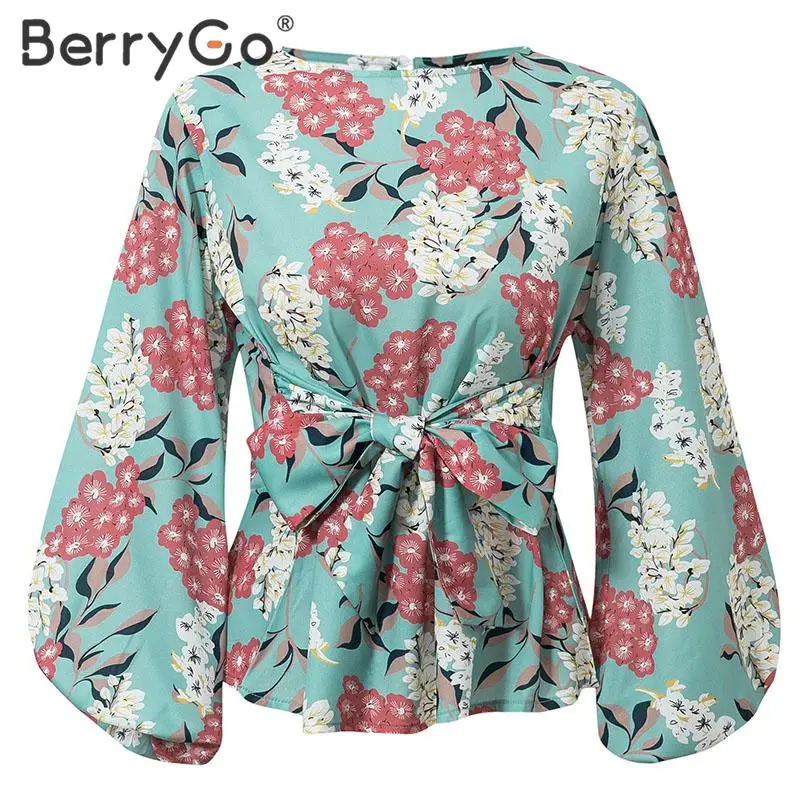 BerryGo Повседневная блуза с длинным рукавом и цветочным принтом Женская винтажная