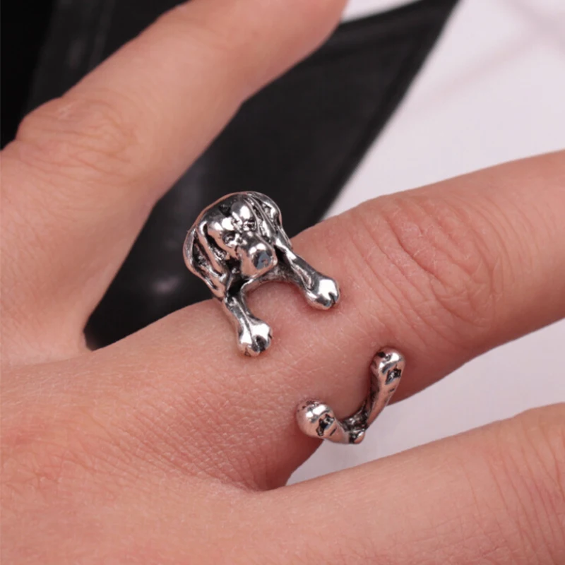 

1 Pcs Of Fashionable Retro Bohemian Exaggerated Metal Animal Dog Open Ring Jewelry Gift Adjustable Size Unisex