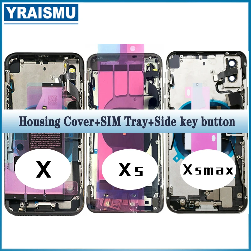 

AAA Full Back Cover For iphone XS Max X XS Housing Battery Door Middle Chassis Frame Housings Assembly Door Rear with Flex Cable