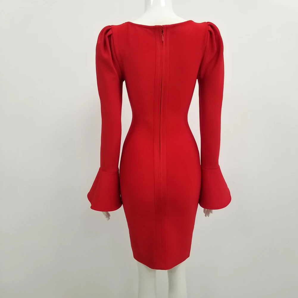 Женское вечернее платье черное или Красное Облегающее с длинным рукавом и