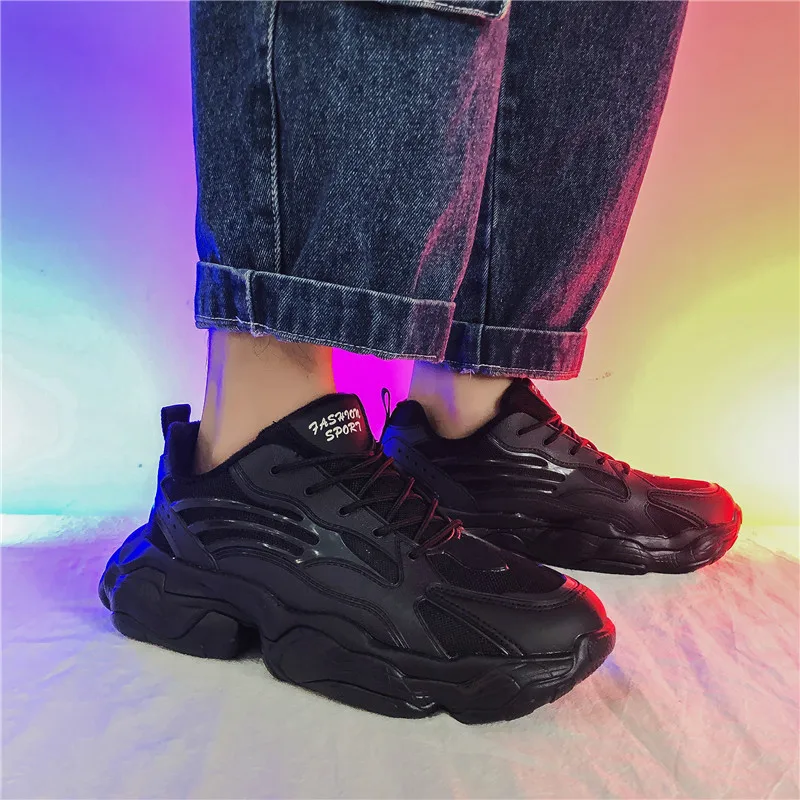 

Winter Men Shoes Plush Lined Black Warm Shoes Thick Sole Height Increasing Casual Shoes Fashion Breathable Outdoor Sneakers Men