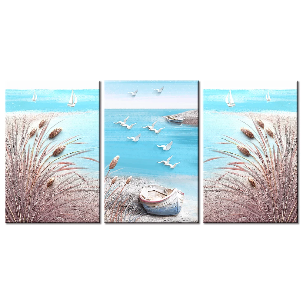 Печатная картина на холсте абстрактная скандинавская морская пейзаж плакат