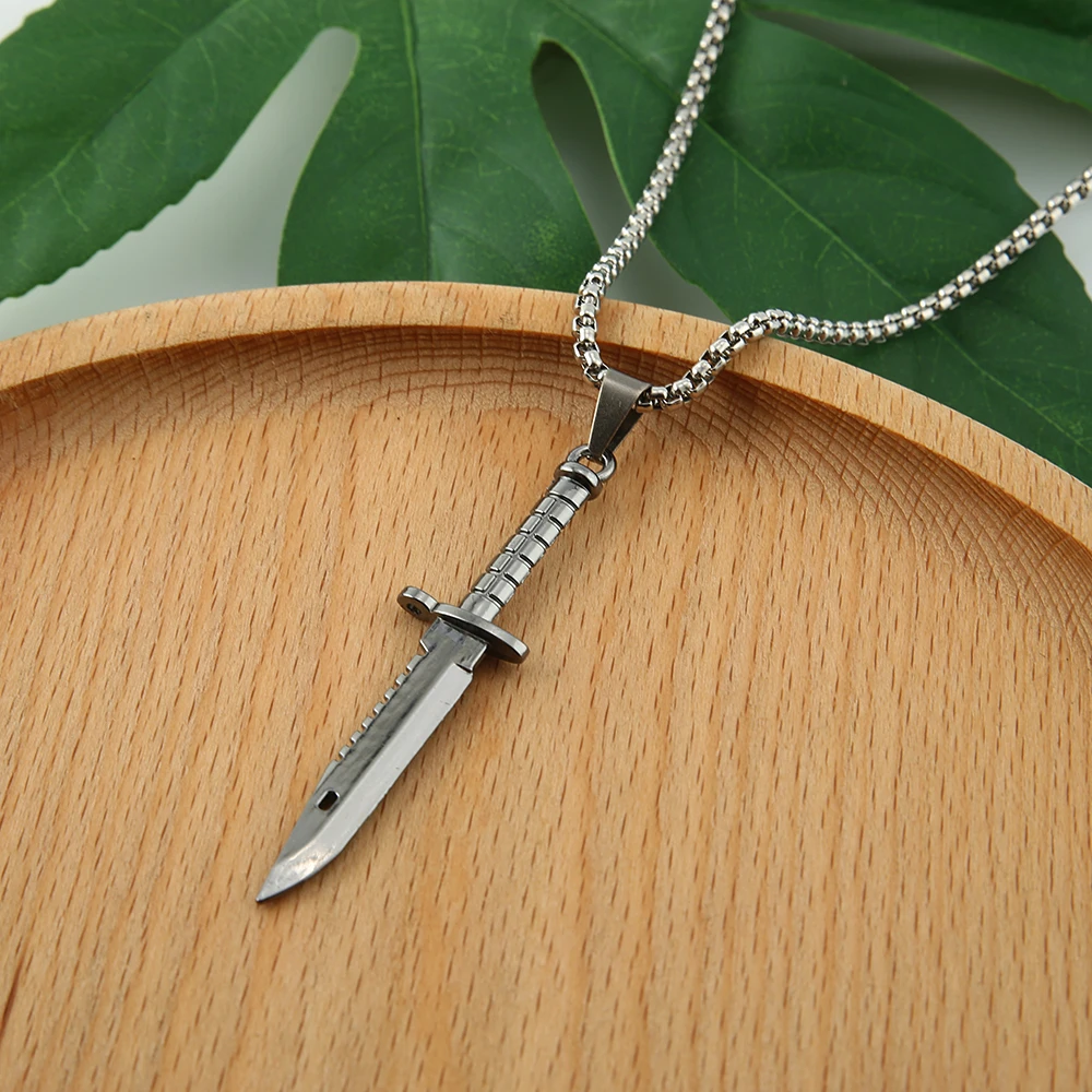 Ожерелье из игры CS GO колье искусственной кожи с ножом Counter Strike Шейное ожерелье для