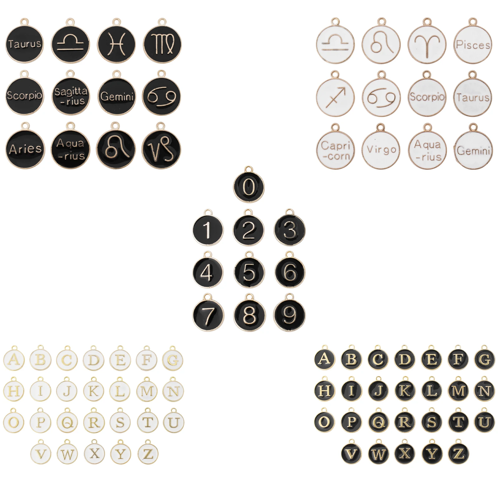 Множество стильных символов надпись кулоны в виде цифр круглые двухсторонние
