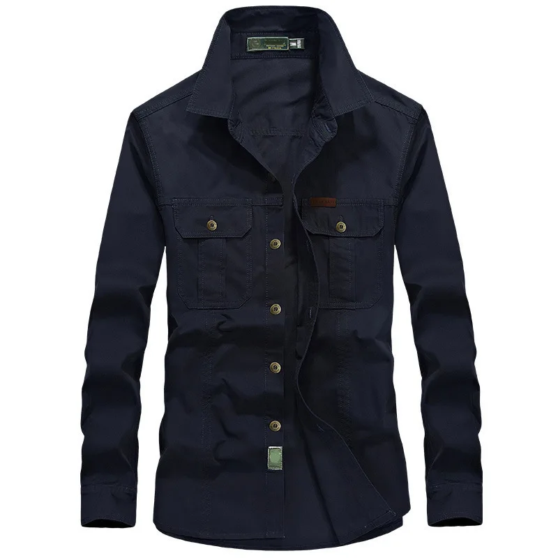 Мужская хлопковая рубашка с длинным рукавом дышащая | одежда