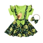 2021, 2 шт., летнее платье, футболка для маленьких девочек, топы с буквами + юбка с фруктовым цветочным бантом на подтяжках, комплект, платья для маленьких девочек #2
