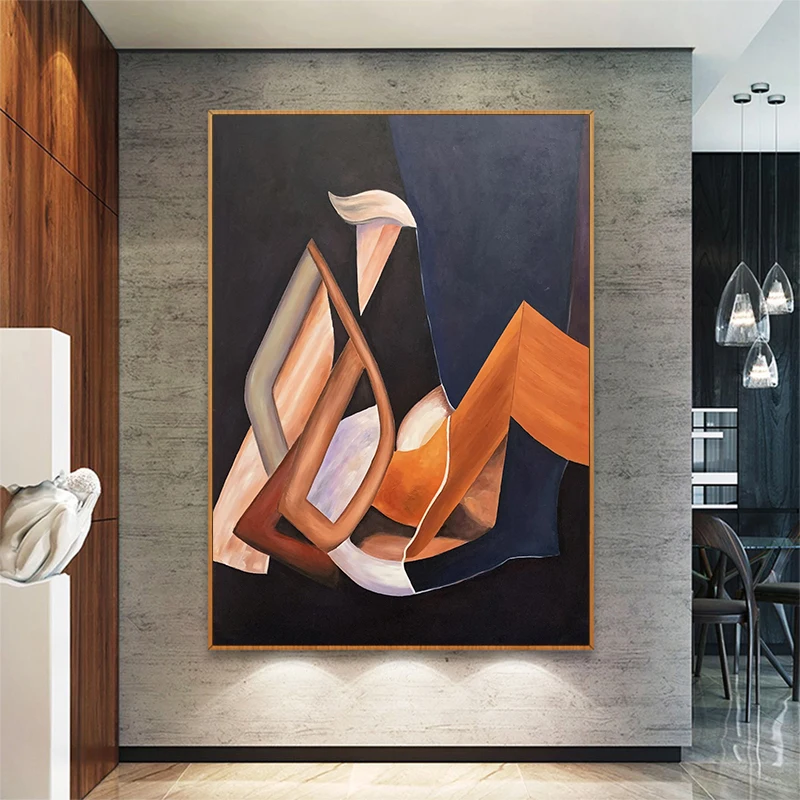 

Hand-painted Acrylic Painting Large Wall Art Canvas Painting Living Room Decor Modern Wall Painting Home Decor Orange And Black