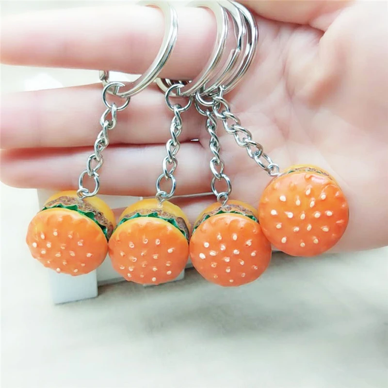Personality Hamburger Bag Keychain Simulation Food Accessories Resin Pendant Key Ring Chain Jewelry Wholesale | Украшения и