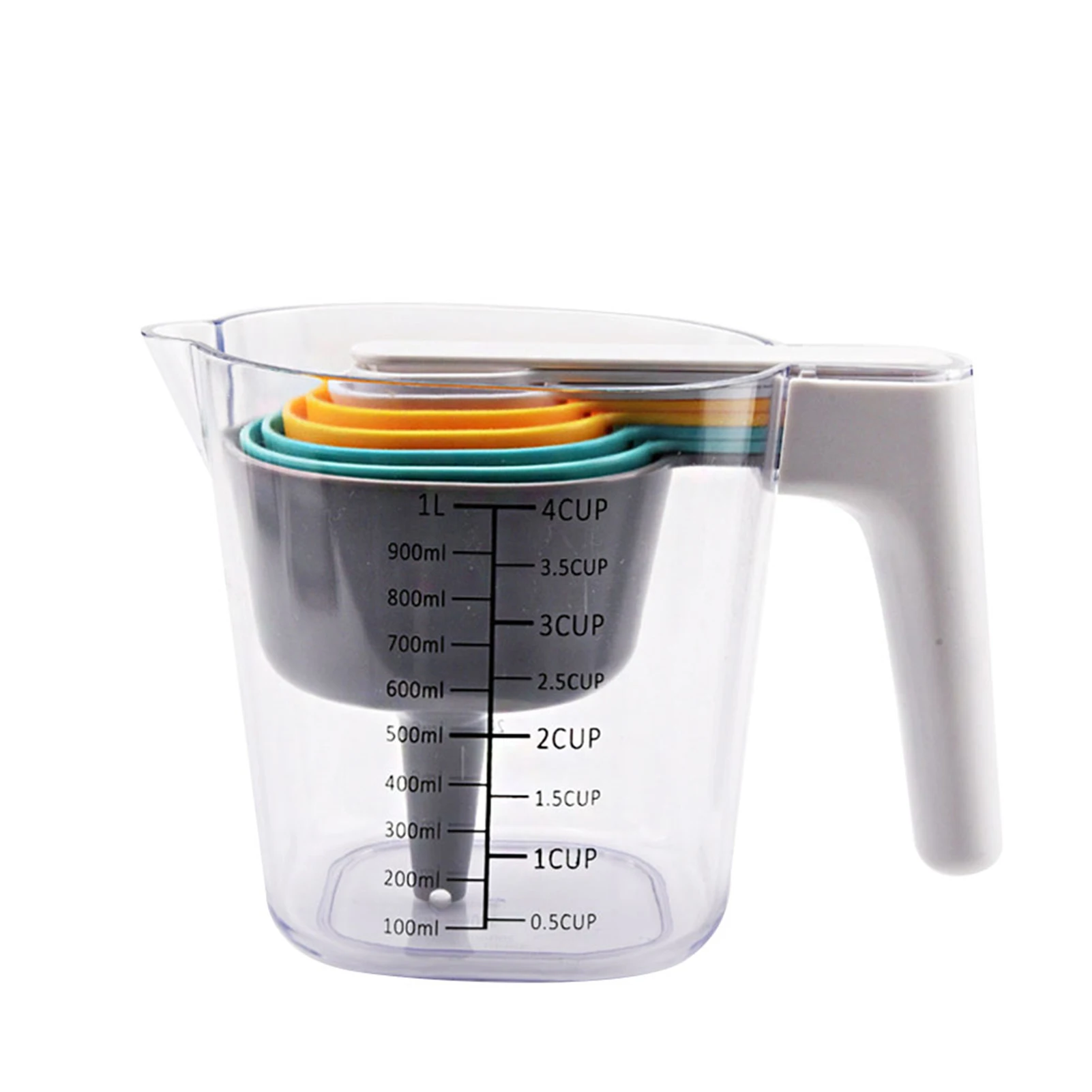 

9pcs ABS Utensil Accurate Stackable Jug Baking Spoon Scraper Funnel Cooking Practical Measuring Cup Set Kitchen Tool Home