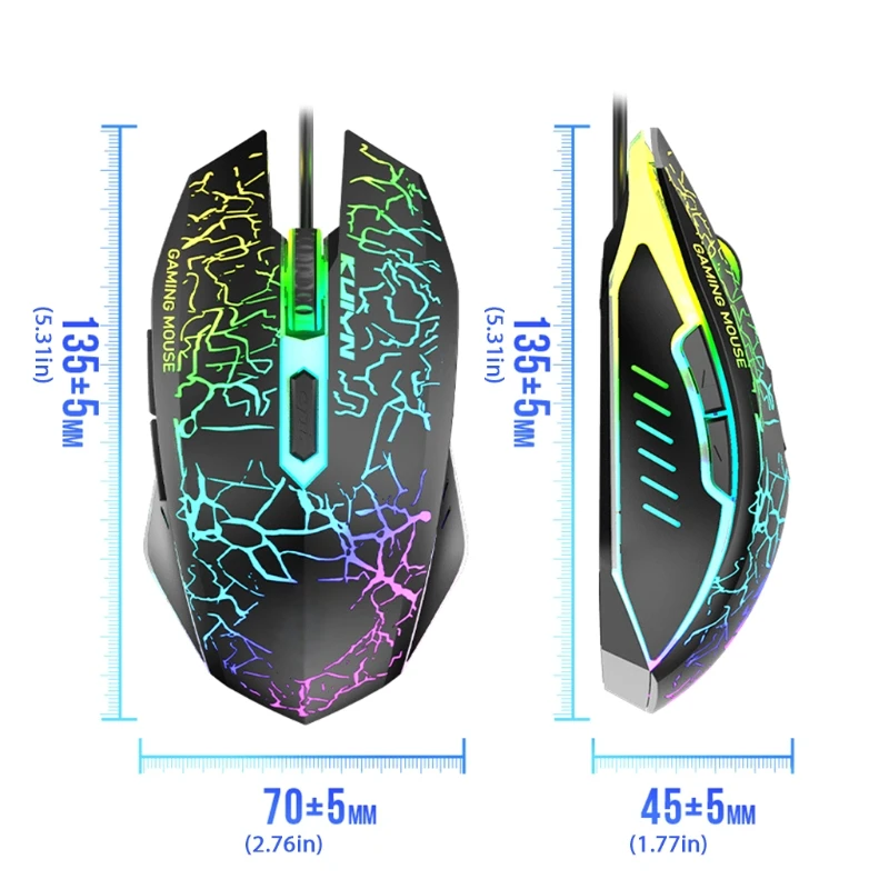 

T6RGB Luminous Wired Gaming Keyboard and Mouse Set with Large Mouse Pad USB Colorful Backlit Mechanical Feel Keyboard