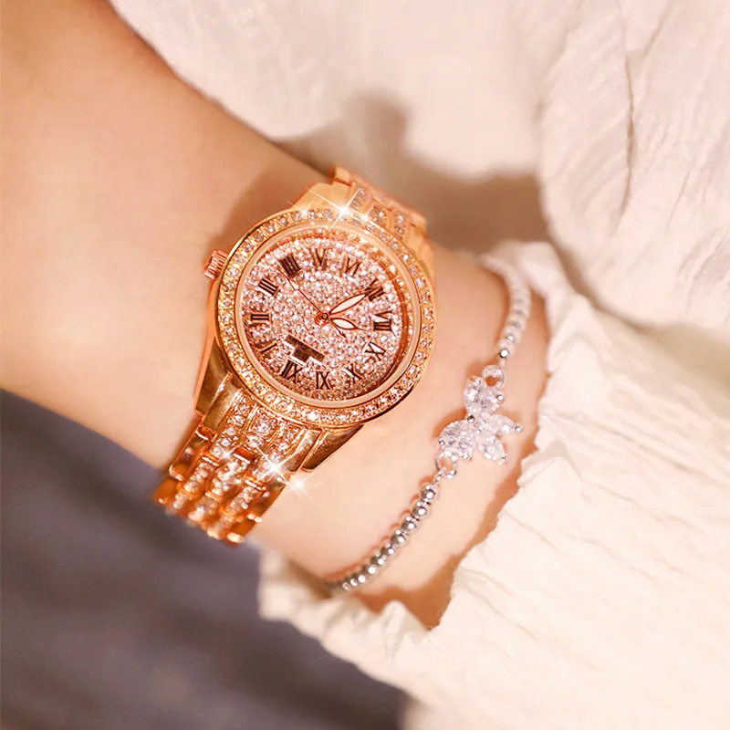 Часы наручные женские кварцевые со стразами роскошные брендовые элегантные с