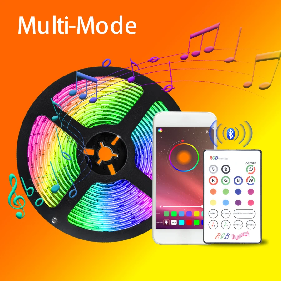 Светодиодная лента RGB с поддержкой Bluetooth и синхронизацией музыки 5050 приложением