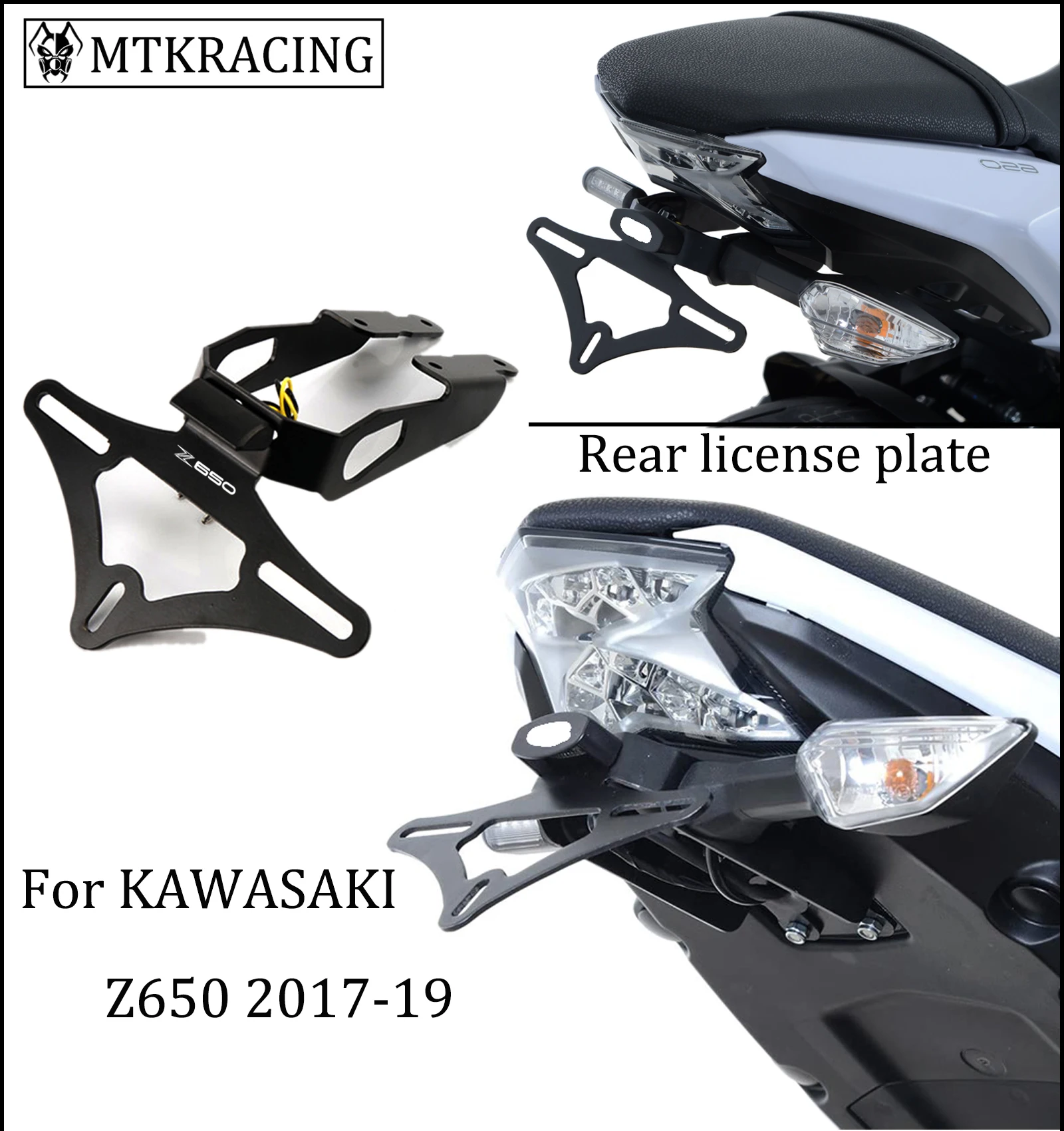 

MTKRACING For KAWASAKI Z650 Z 650 Ninja650 NINJA 650 2017-2020 License Plate Holder LED Light Tail Tidy Fender Eliminator