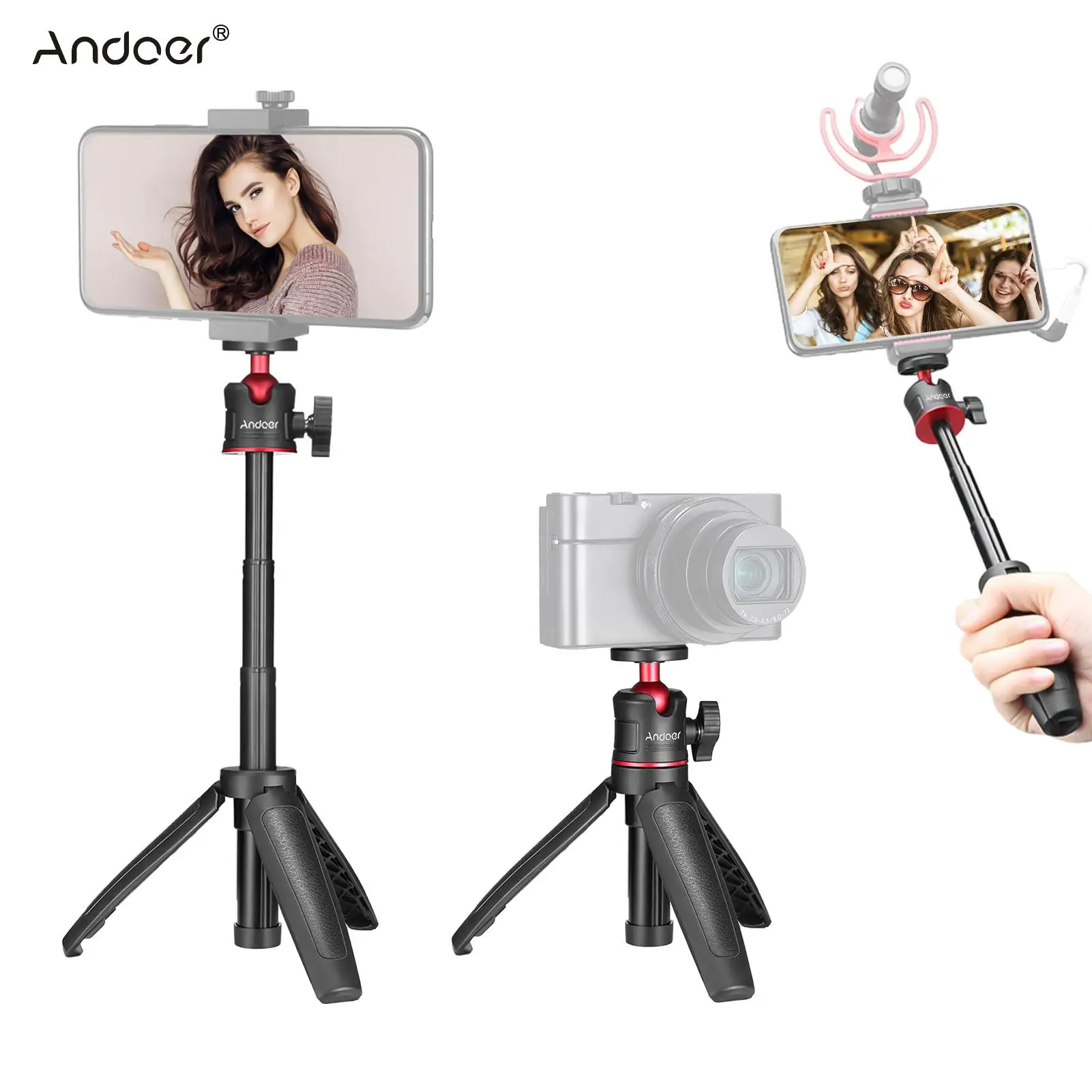 Настольный мини-штатив Andoer для фотографий с винтом 1/4 дюйма и держателем телефона