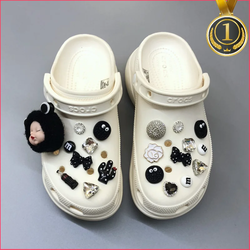 Trend Black Doll Croc Charms Designer DIY Animals Shoes Decaration Charm for Croc JIBS Clogs Kids Boys Women Girls Gifts