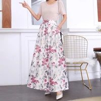 floral summer skirts womens 2020 fashion vintage jupe longue femme high waist casual long maxi elastic skirt print a line