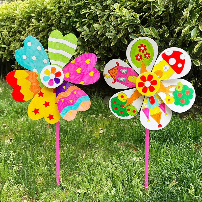 

Blank Windmill Kindergarten Handmade Art Material Package Kid's DIY Painting Graffiti Color Puzzle Toy Creative Educational Toys