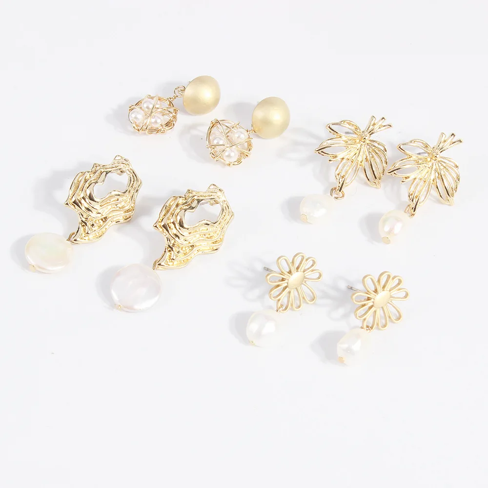 Многослойные Асимметричные жемчужные серьги креативные Необычные