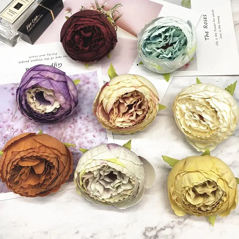 HINDJEF 5 шт. Искусственный Пион чайный пакетик большой пион цветок головка Шелковый