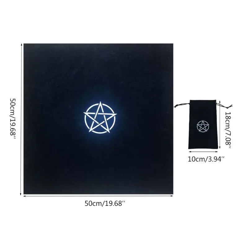 

Pentagram Tarot Tablecloth with Bag Velvet Altar Tarot Cloth Pentacles Tarot Mat