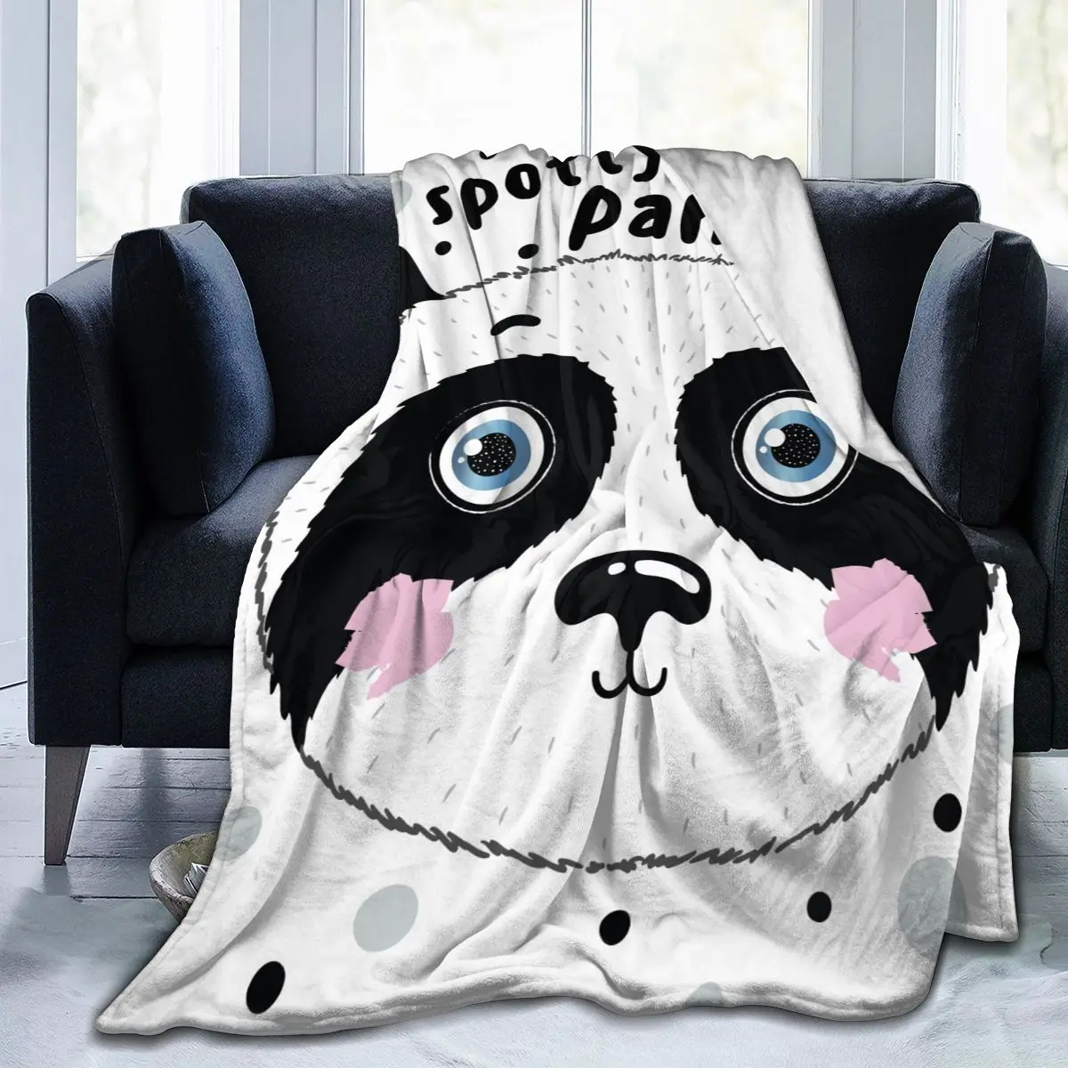 

Soft Warm Fleece Blanket Cute Spotty Panda Winter Sofa Plaid Throw 3 Size Light Thin Mechanical Wash Flannel Blankets