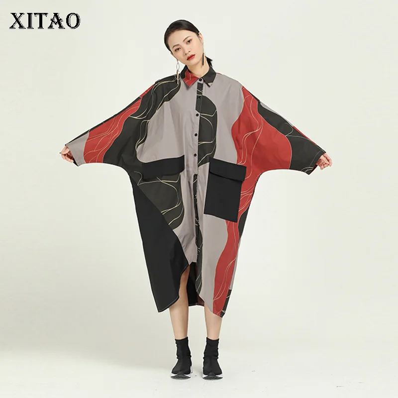 Женское асимметричное платье XITAO однобортное с принтом граффити уличная одежда