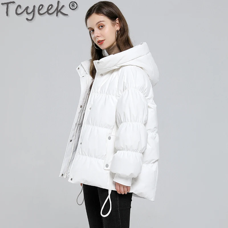 

Tcyeek Casual Hooded Parkas Women 90% White Duck Down Coats Femme Fashion Solid Thick Jackets Famale Chaquetas Para Mujer SQQ416