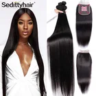 Sedittyhair 28, 30 дюймов, перуанские прямые искусственные волосы с застежкой, 4x4, недорогие фронтальные волосы с 3 4 прядями, Remy