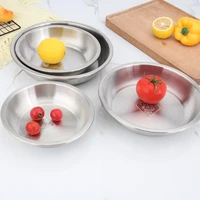 round household thickened 304 stainless steel flat base plate for salad soup pasta mixing plate dinner plate seasoning