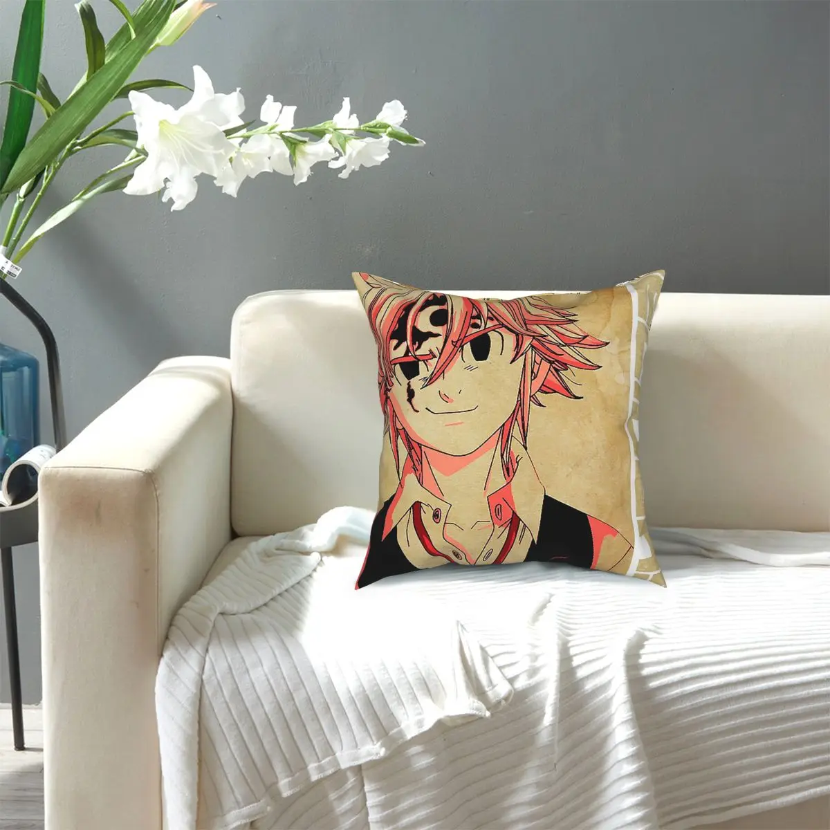 

Meliodas Wrath Seven Deadly Sins Attack On Titan Throw Pillow Cover Polyester Cushions for Sofa Novelty Cushion Covers