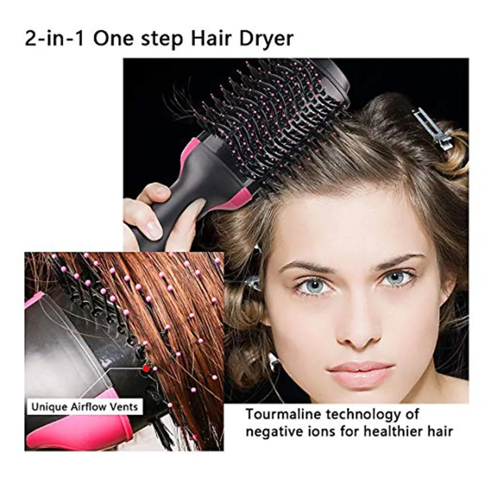 

New One Step Hair Dryer and Volumizer 3 in 1 Hot Air Brush Professional Blow Dryer Comb Curling Iron Hair Straightener Brush