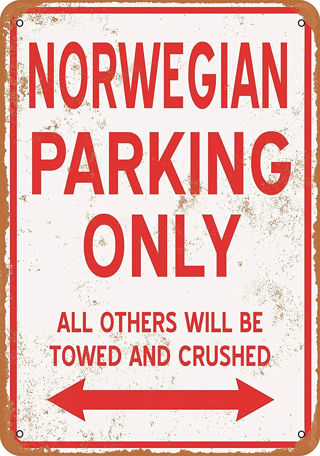 

WallColor 8*12 Metal Sign Norwegian Parking ONLY Vintage Look