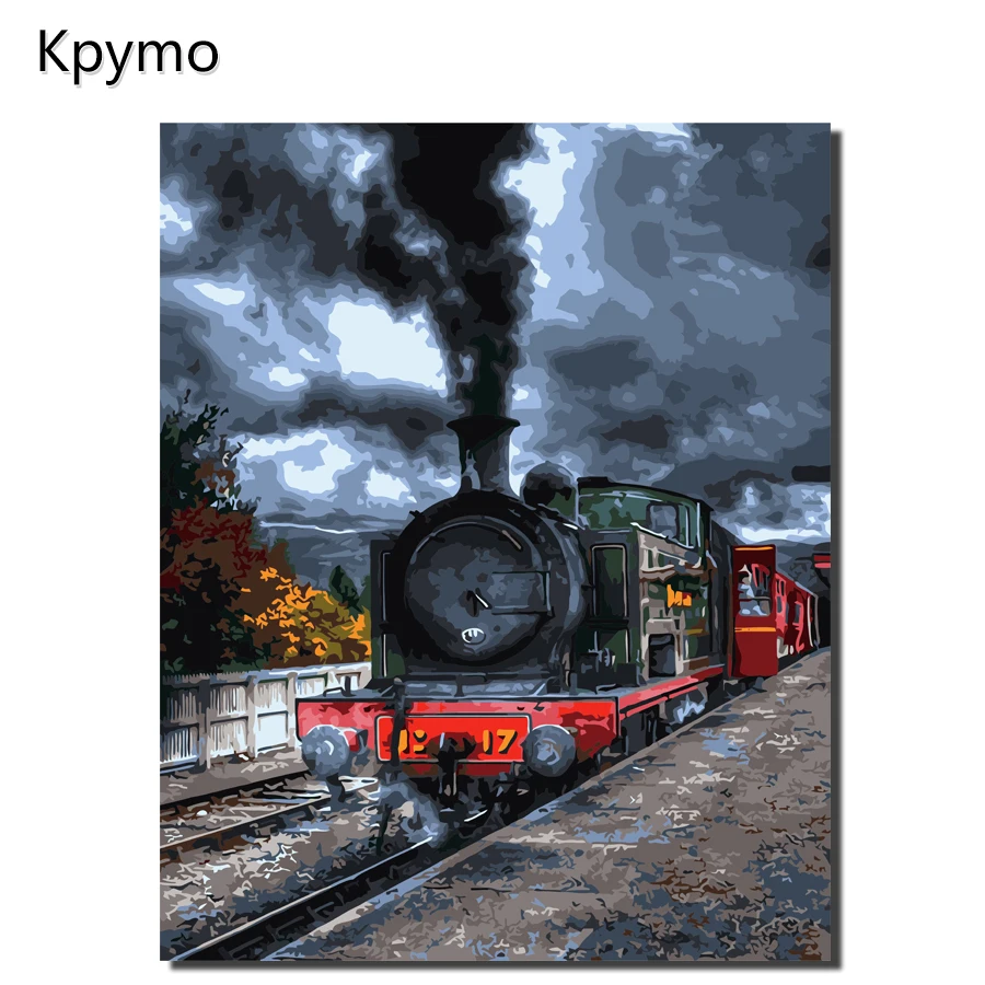 Сделай Сам Рисование по номерам локомотив Набор для рисования краски на холсте