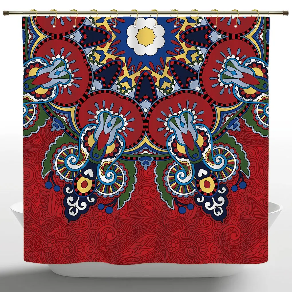 Красная мандала русский и украинский стиль цветочные листья винтажный рисунок |