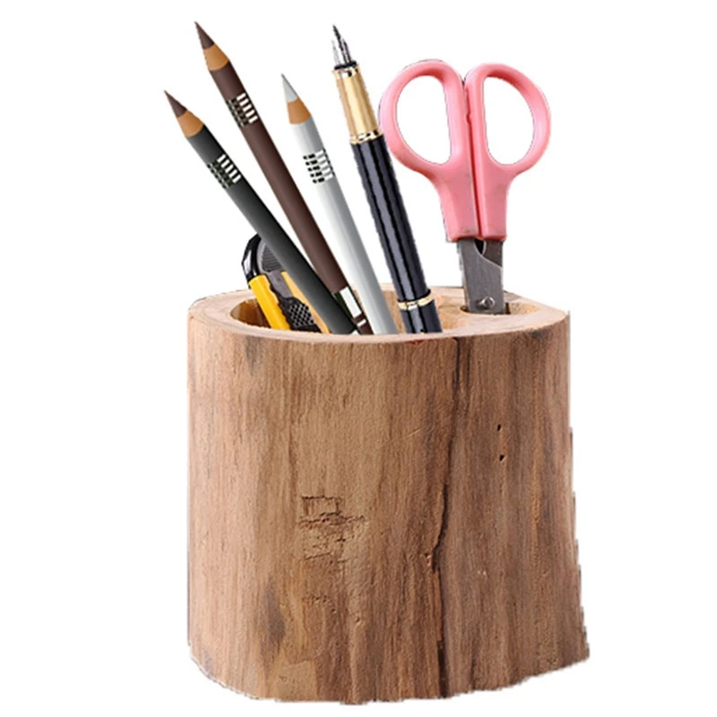 

Handmade Wooden Desktop Pen Holder Desk Storage Box Office Log Pen Holder Solid Wood Crafts Decoration