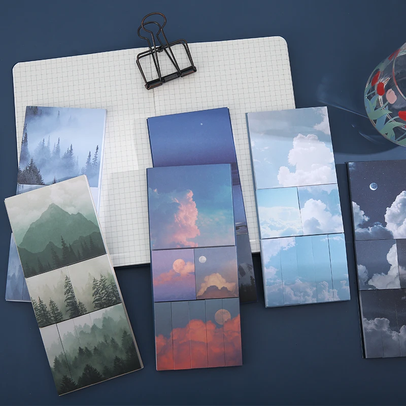 

JIANWU 240 Sheets Misty Forest Series Sticky Notes Paper Creative Simplicity Adhesive Memo Pad DIY Journal School Stationery