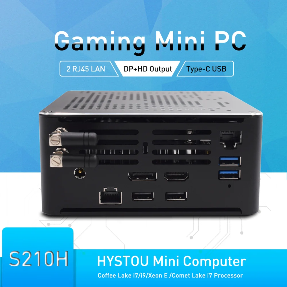 

HYSTOU 10th Gen Nuc Intel i9 9880H 8950HK i7 10750H Mini PC 2 Lans Win10 2*DDR4 2*NVME Gaming Desktop Computer 4K DP HDMI2.0