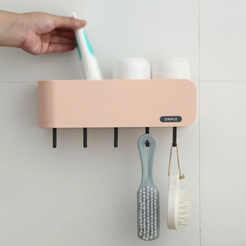 

household products household products Solid Color Simple Cylinder Suction Rack Matching Hook Bathroom Tool 2021 summer new