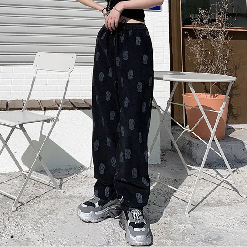 

woman 2021 Loose summer thin retro corduroy straight leg pants casual pants women's sports trousers ins tide y2k Pants
