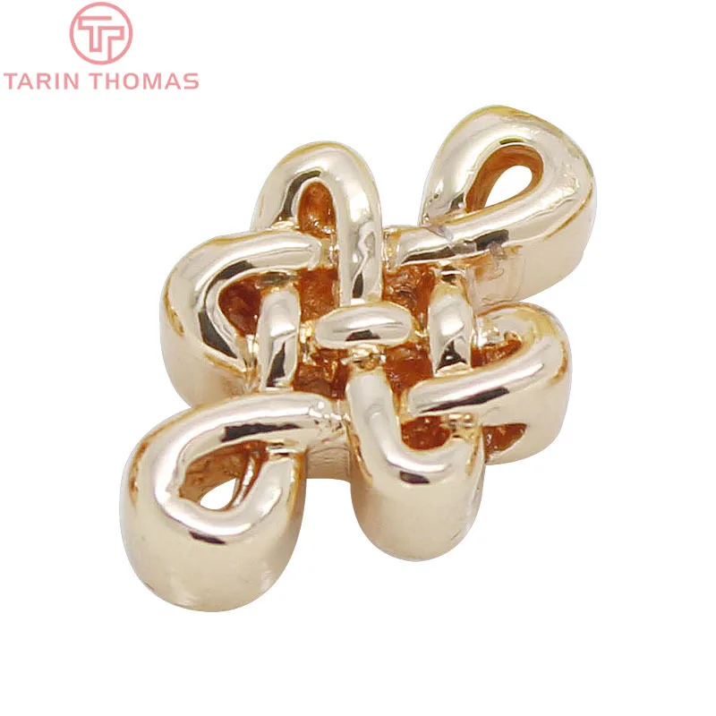 Латунные китайские бусины-узелки с покрытием 24-каратным золотом 7 х11 мм 6 шт. |