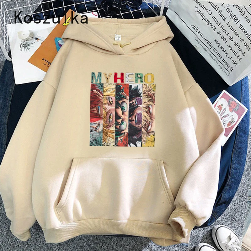 

Japanese Anime Hoodies Unisex My Hero Academia Letter Hooded Pullover Male Sudaderas Hood Hoddie Casual Student Sweatshirts